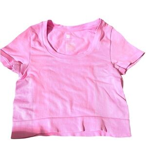 All in Motion Pink Fitted Crop T-Shirt Short Sleeve